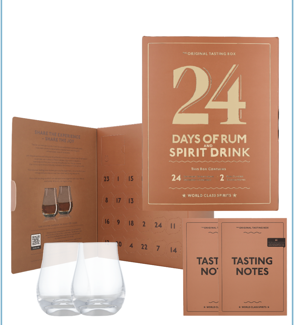 Calendrier de l’Avent 24 jours du Rhum  Edition 2025 avec deux verres